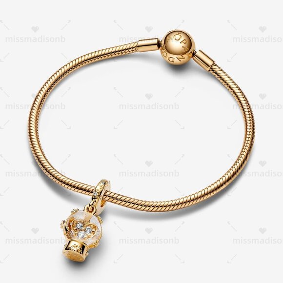 Pandora Heart Snowflake Snow Globe Dangle Charm - Picture 3 of 5